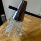 Vintage chandelier in chrome metal, steel and molded glass -3 branches