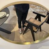 Round mirror 60cm in diameter on brass frame