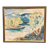 Original Swedish Oil on Canvas – “River” by Liljedahl – Signed – Dated 1986
