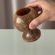 Vintage Hand-Carved Brown Onyx Pedestal Vessel