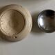 Travertine and steel valet tray, space age 1960s, Italian work