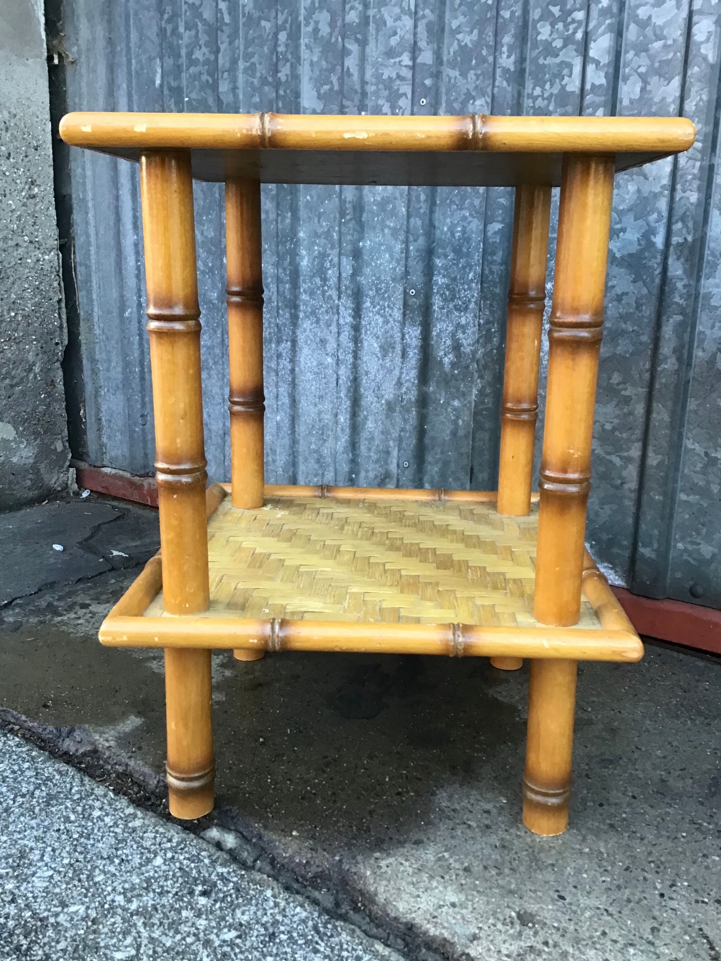Coffee table, vintage bamboo shelf