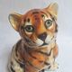 Vintage animal sculpture in Italian ceramic depicting a tiger cub.