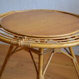 Vintage round rattan coffee table