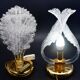 Set of 2 Murano glass "swan shape" table lamps with transparent leaves