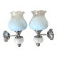 Paire d'appliques vintage tulipes en verre