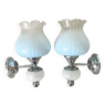 Pair of vintage glass tulip wall lights