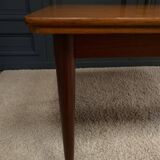 Scandinavian rectangular teak dining table with 4 tapered legs