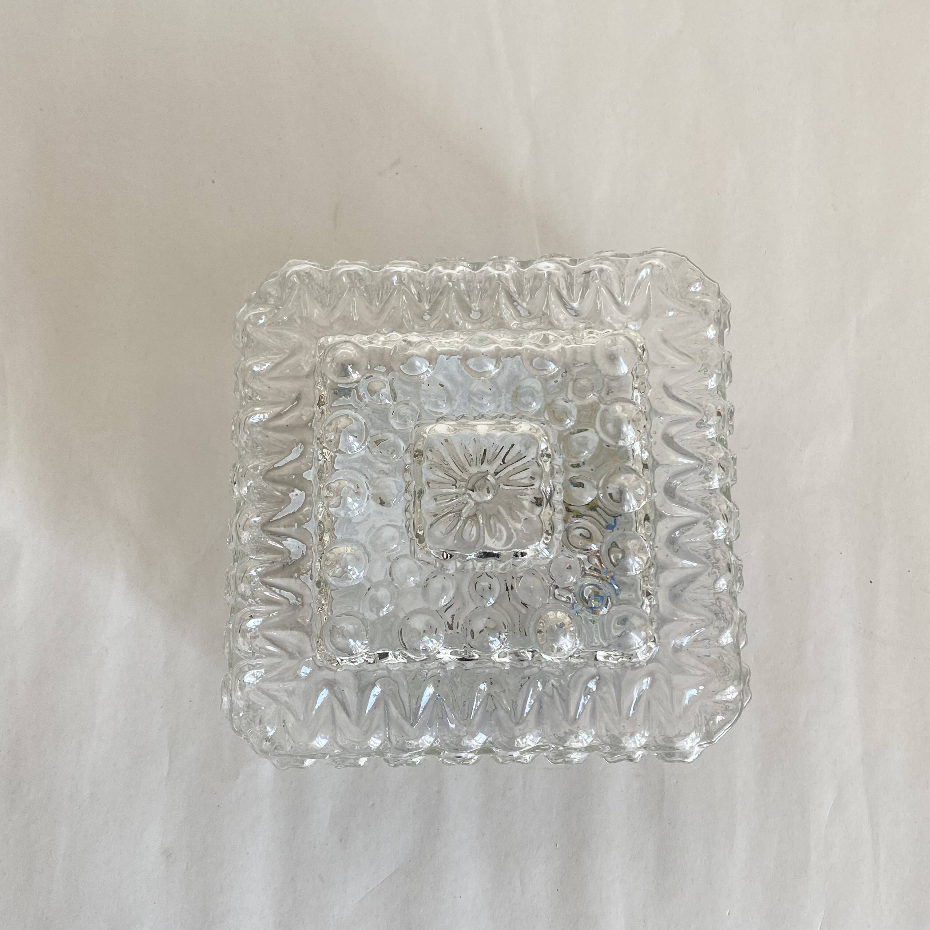 Small square wall light ceiling light molded glass 1970 1980
