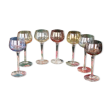 7 vintage iridescent foot glasses