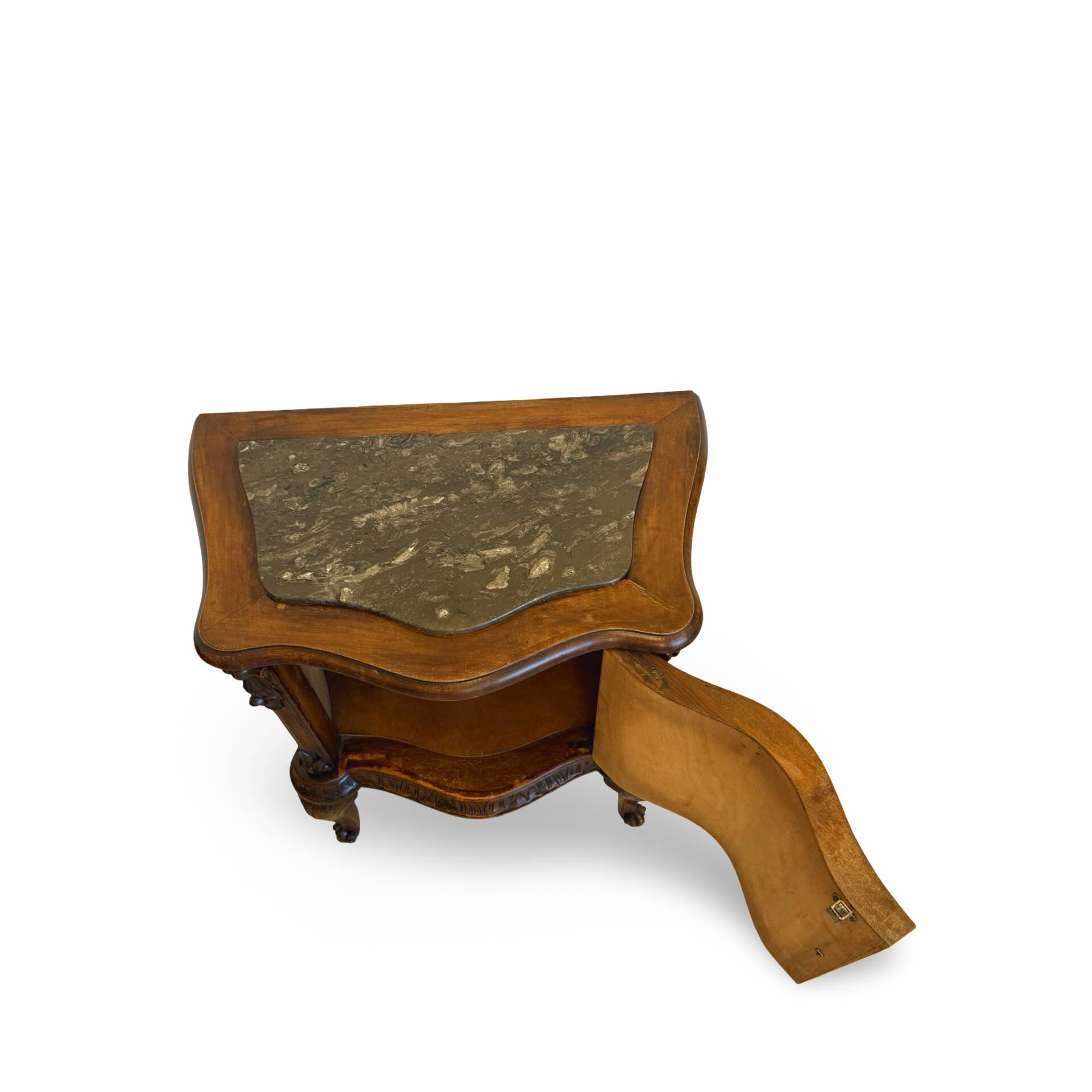 serpentine nightstands in walnut Art Deco
