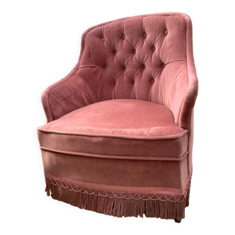 Velvet toad armchair old pink