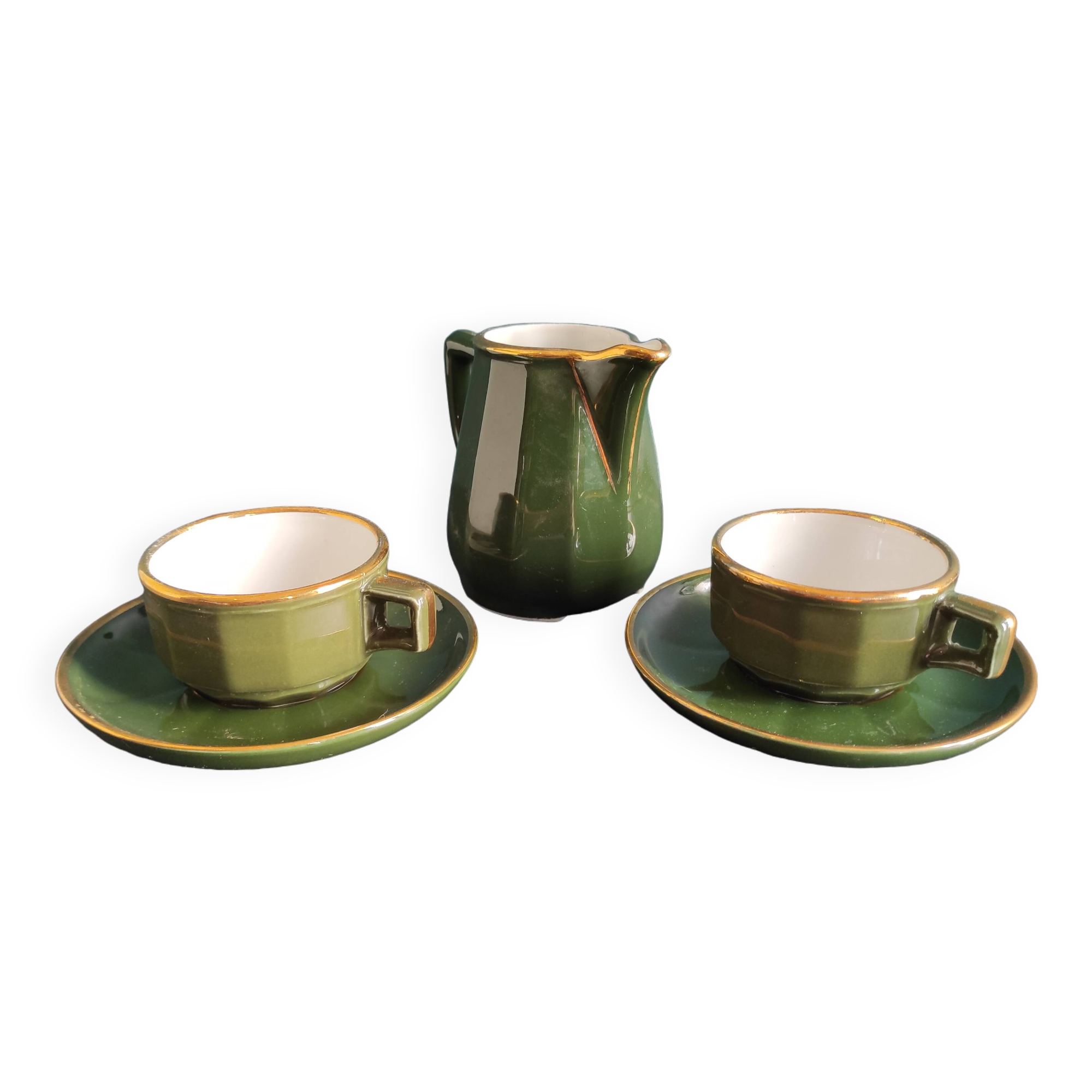 Service à café vert vintage français, de Apilco