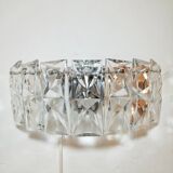 Kinkeldey glass wall light  with seven rectangular crystals and four light points. Silver chrome structure.