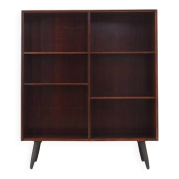 Danish mahogany veneered shelving unit on splayed legs, 1960s