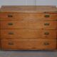 Victorian military pine commode with brass fittings.