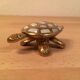 Brass and mother-of-pearl turtle jewelry box