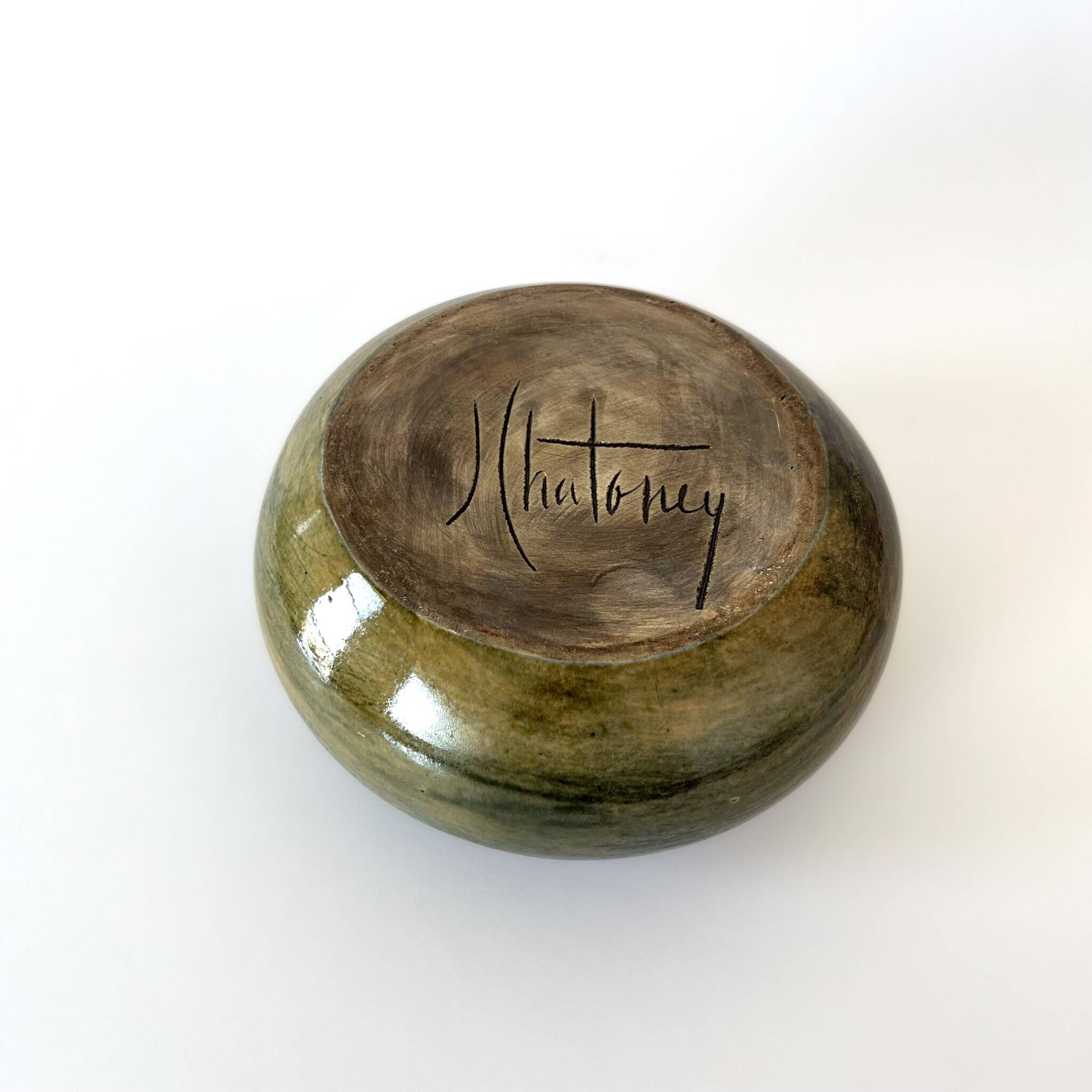 Jean Chatoney glazed ceramic round vase - 1960s Vallauris