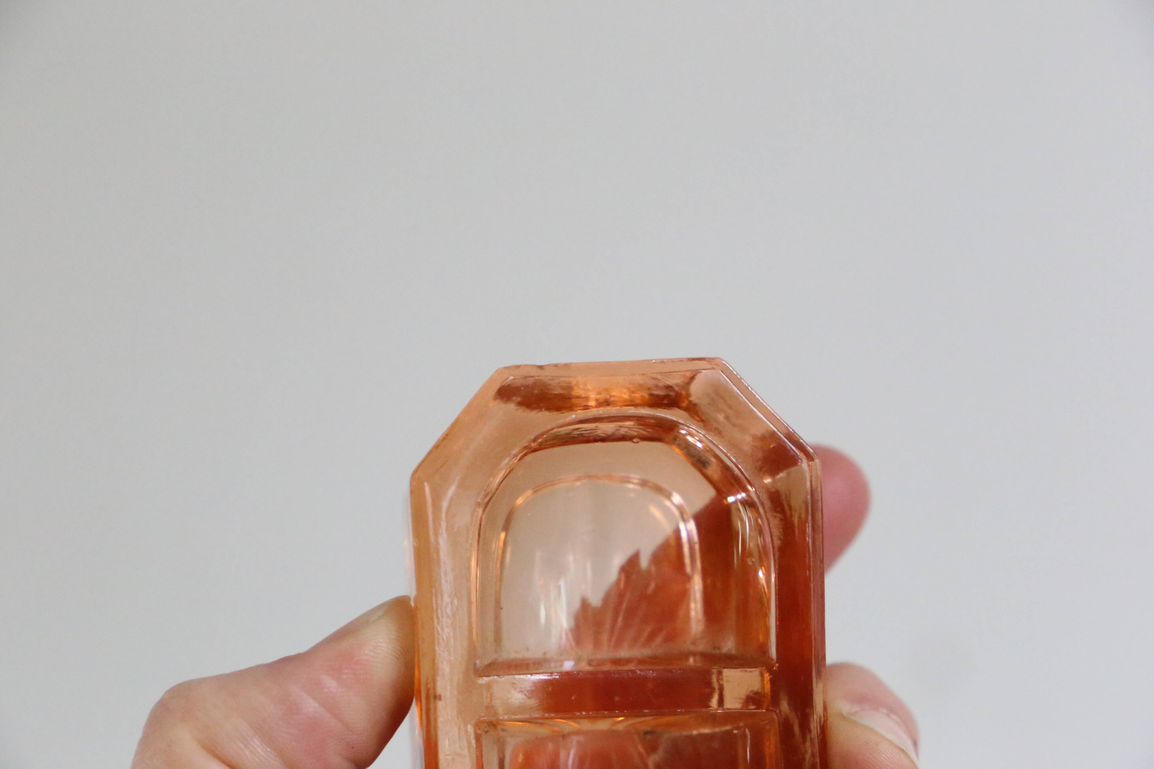 Authentic French vintage pink glass salt and pepper set