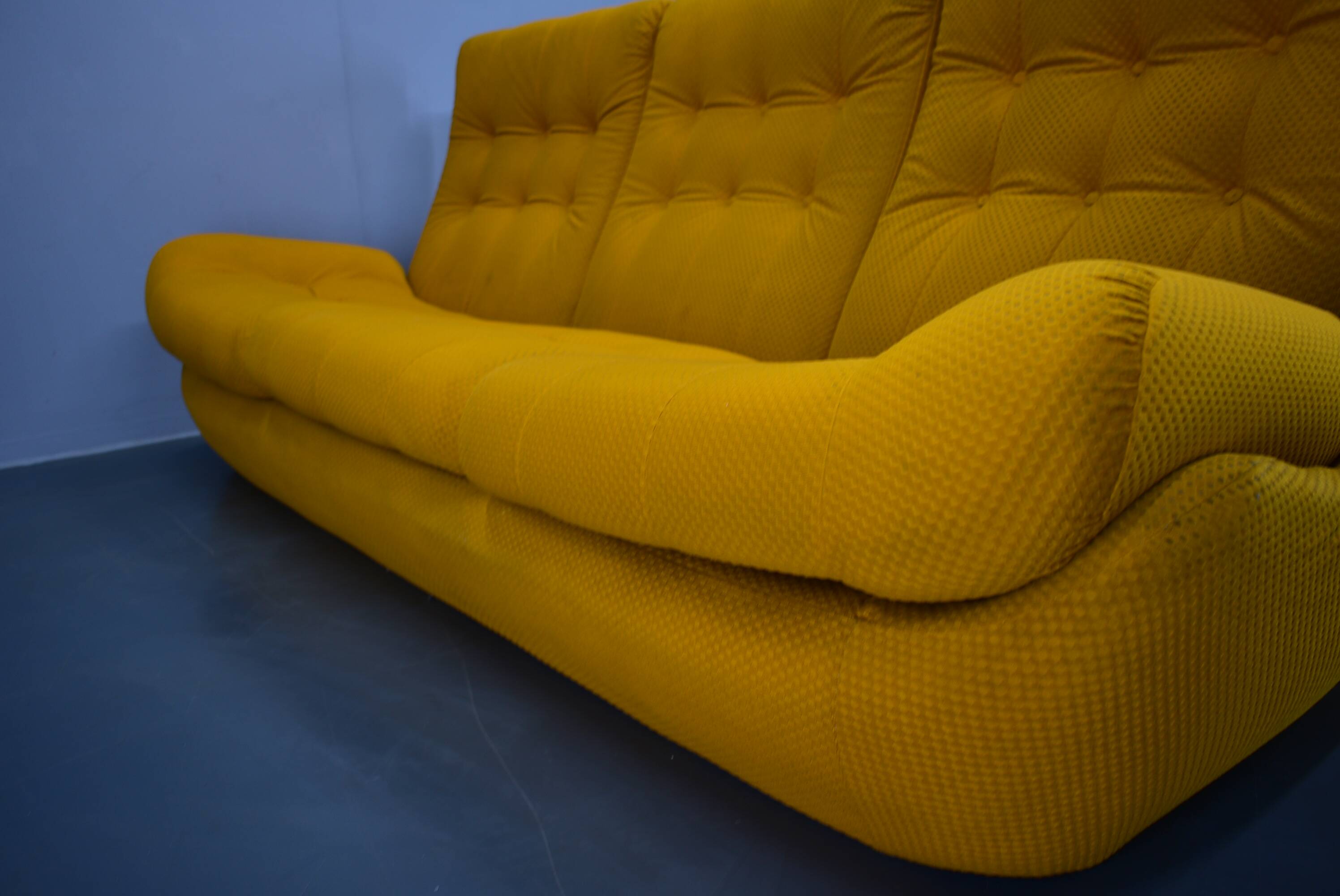 20th century, yellow Atlantis three-seater sofa, 1960s