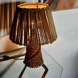 Lampe vintage en jonc tressé et bambou