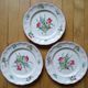 Kg luneville "réverbère" 3 flat plates earthenware hand-painted flowers ø25.5 cm