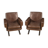 Paire de fauteuils italiens en skai