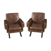 Paire de fauteuils italiens en skai