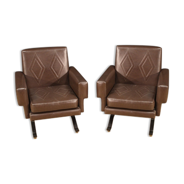 Pair of Italian design armchairs in skai