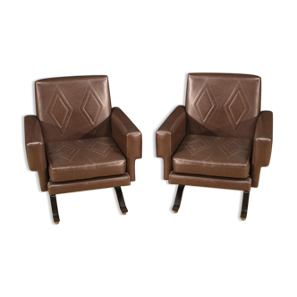 Pair of Italian design armchairs in skai