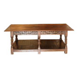 Carved solid oak coffee table