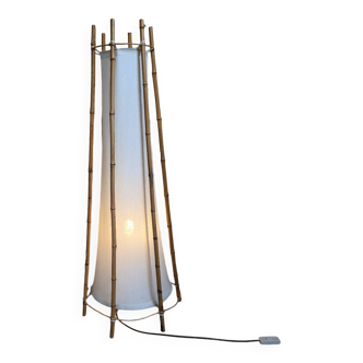 Lampe à poser tissu et bambou