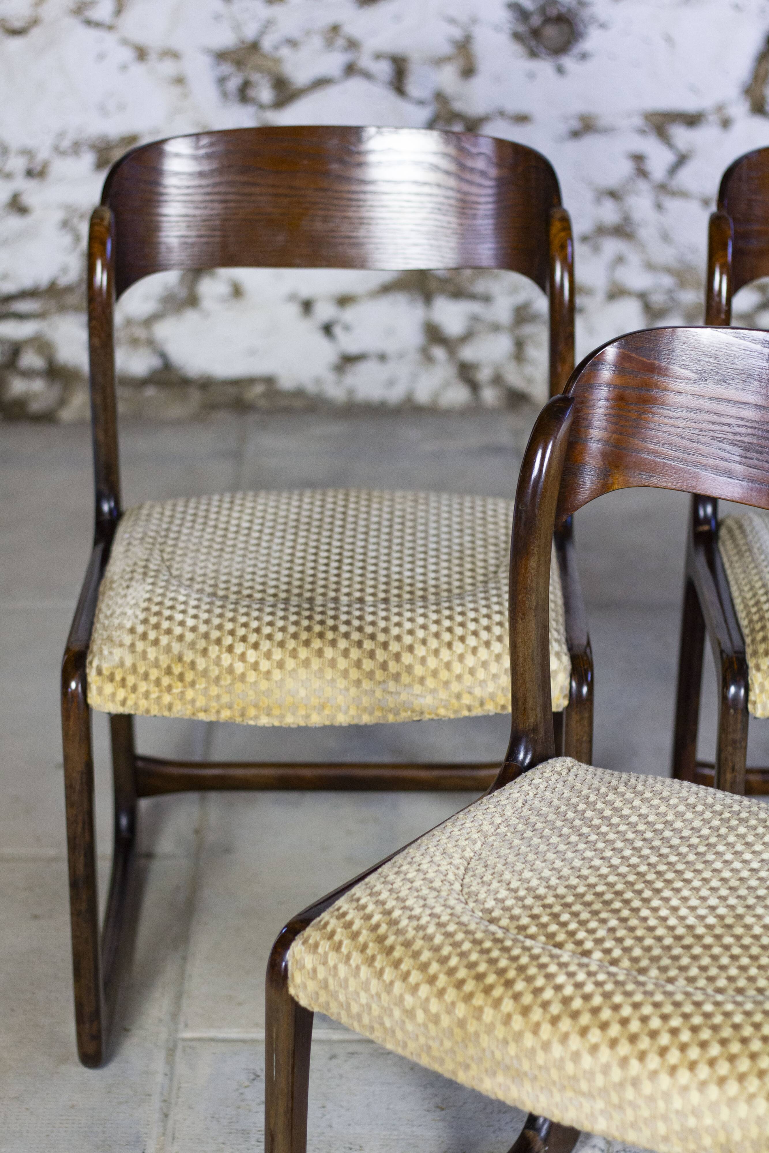 Set of 3 sleigh chairs by Baumann, 1960