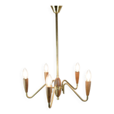 Chandelier made In Teak & Brass From 1960s