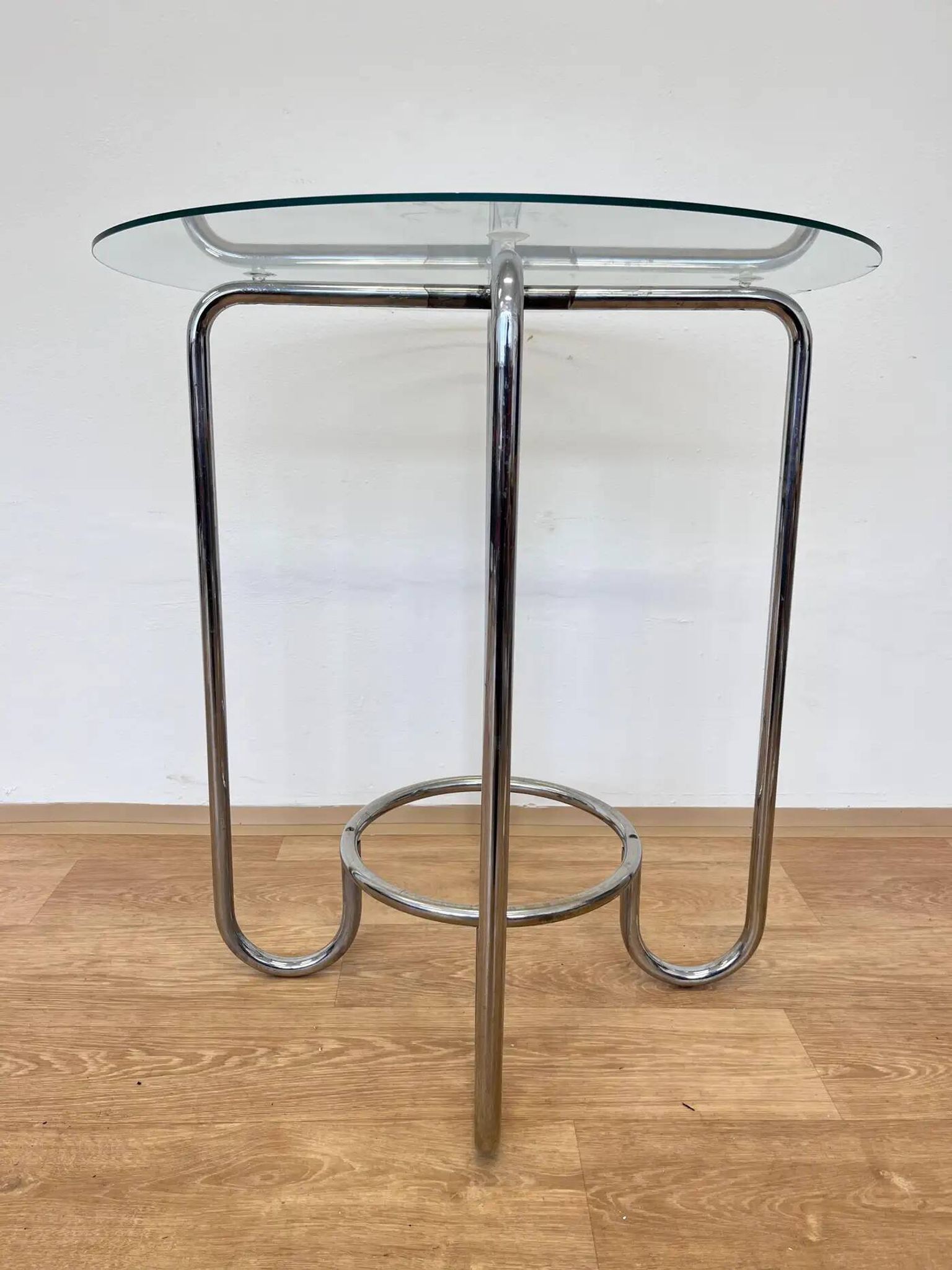Table Bauhaus en chrome et verre - années 1930