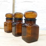 Trio jars amber glass