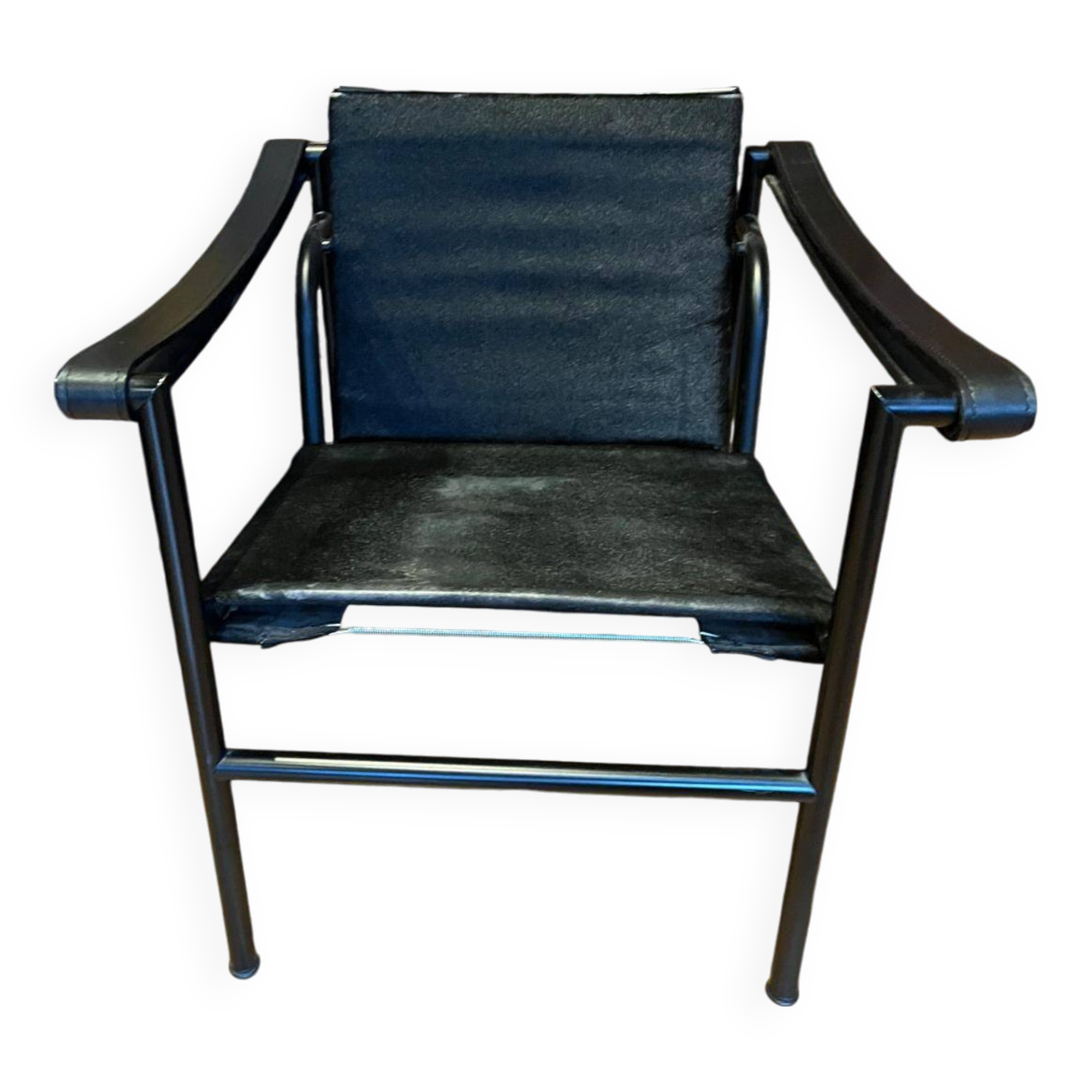 Vintage Le Corbusier Black Cowhide Armchair, Model LC1 by Cassina, 1970