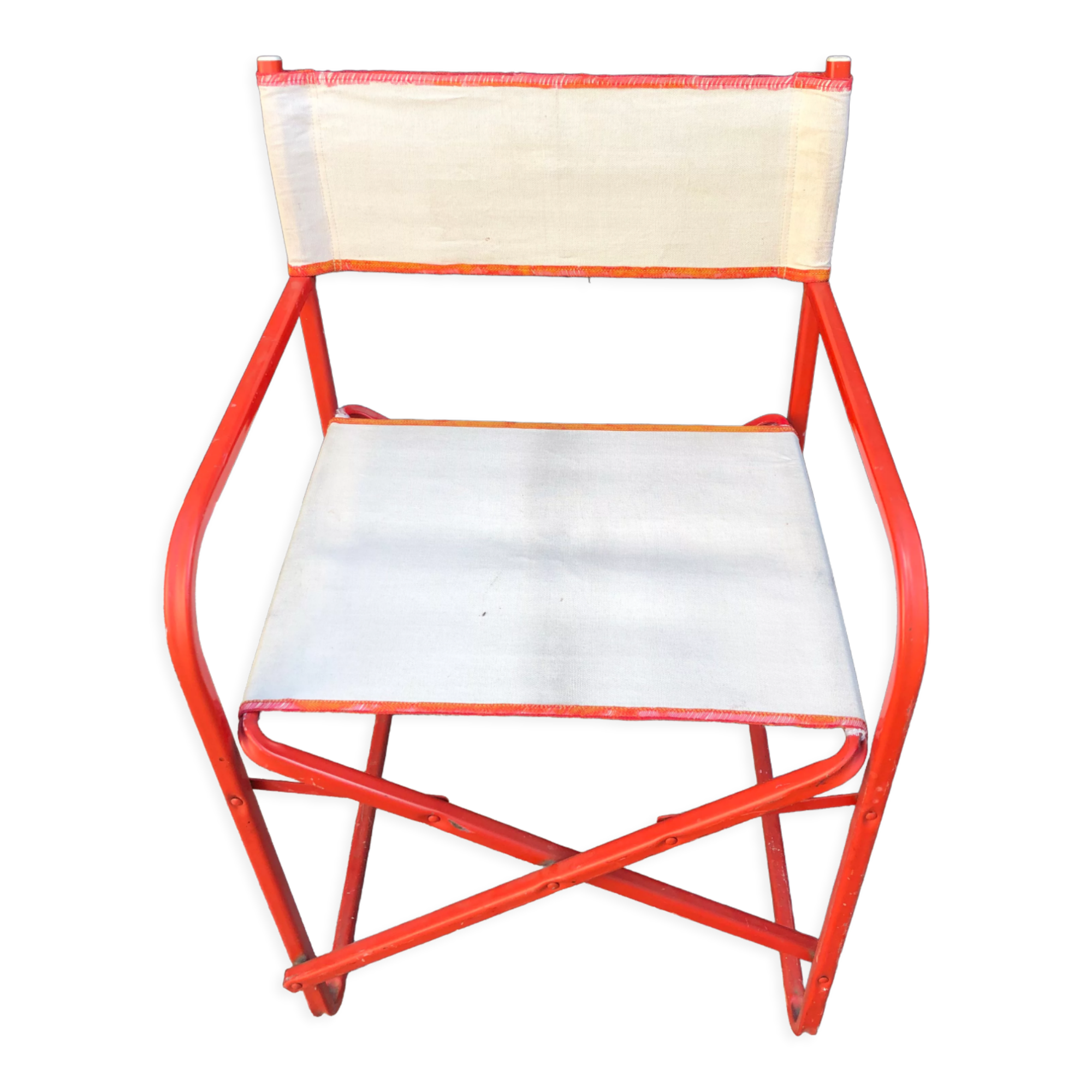 Folding metal armchair