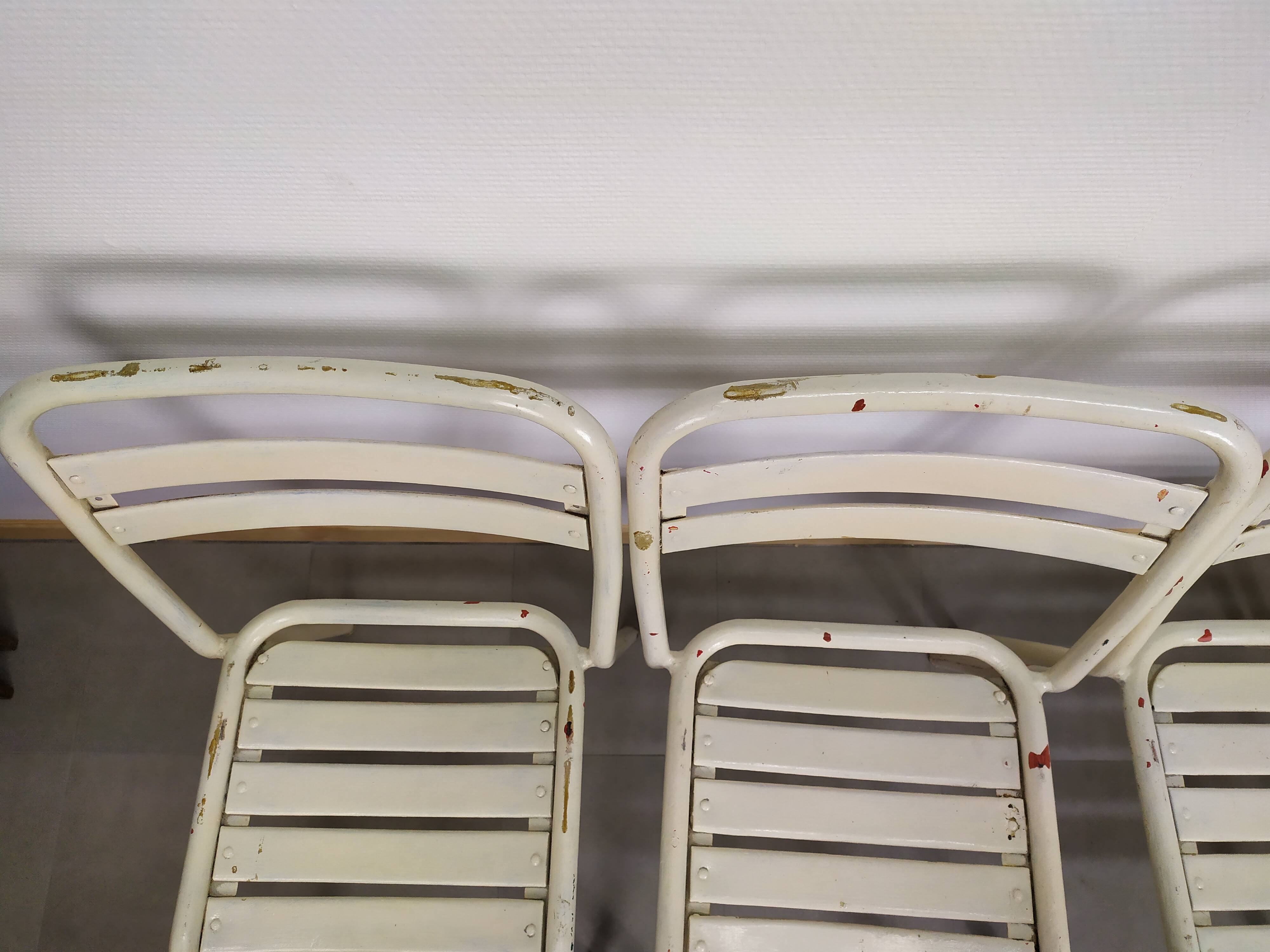 Lot of 4 chairs Tolix T2 by Xavier Pauchard 1950