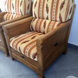 Jacques Leleu - Paire De Fauteuil En Merisier