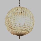 Crystal and bronze chandelier, spherical crystal suspension