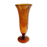 Orange bubble glass vase signed biot