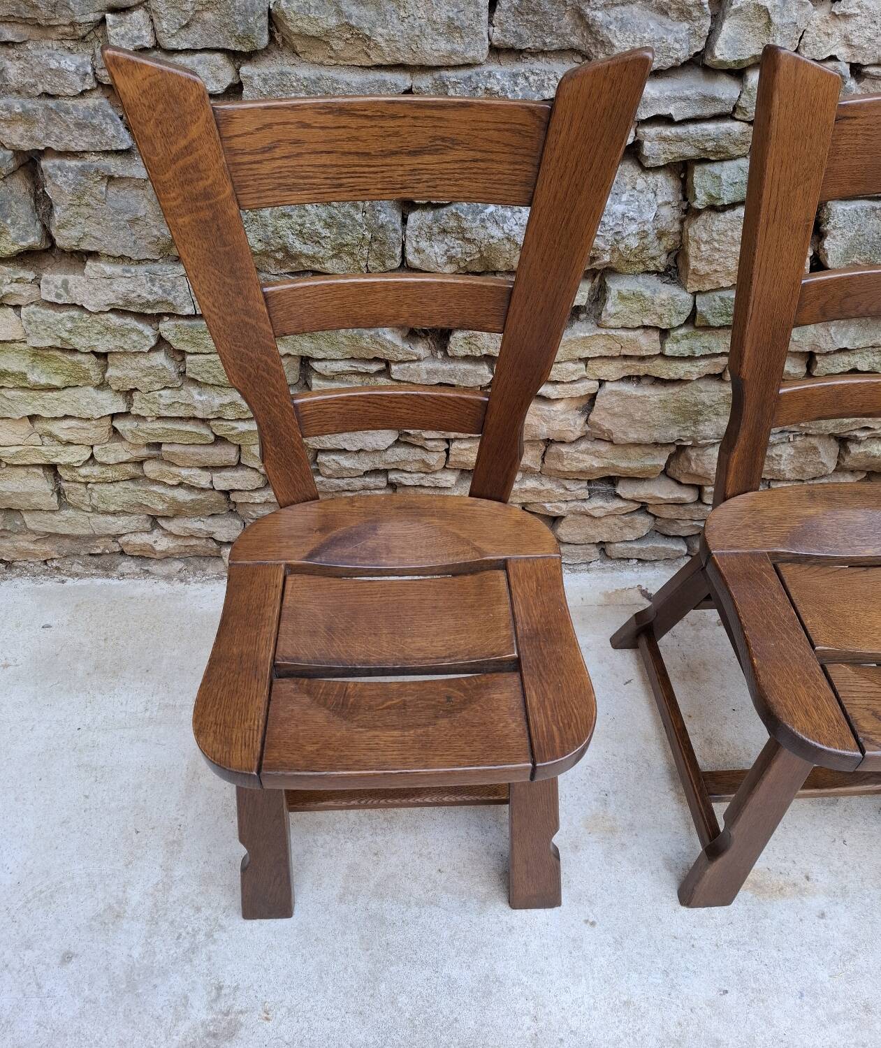Brutalist oak chairs