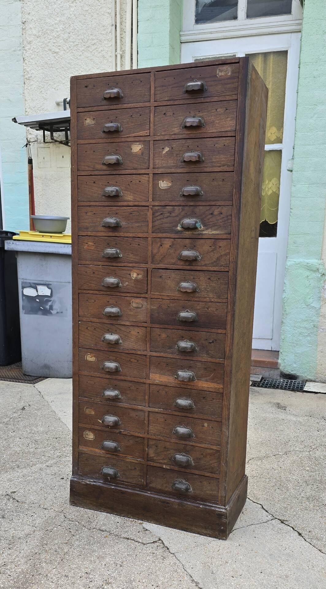 Old workshop cabinet with 28 oak drawers – workshop furniture