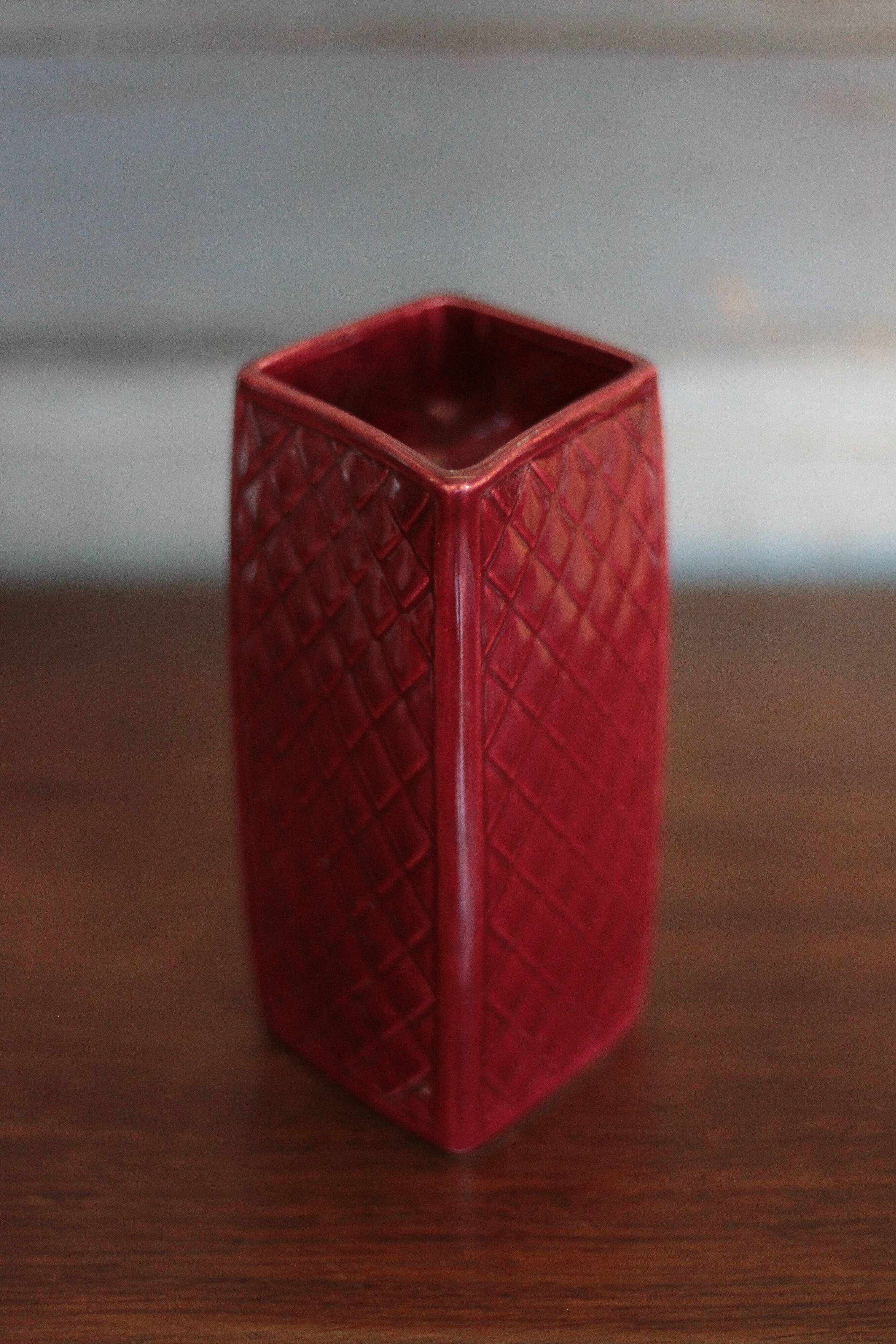 Vintage ceramic pitcher, jug, jug, burgundy red carafe, kitchen