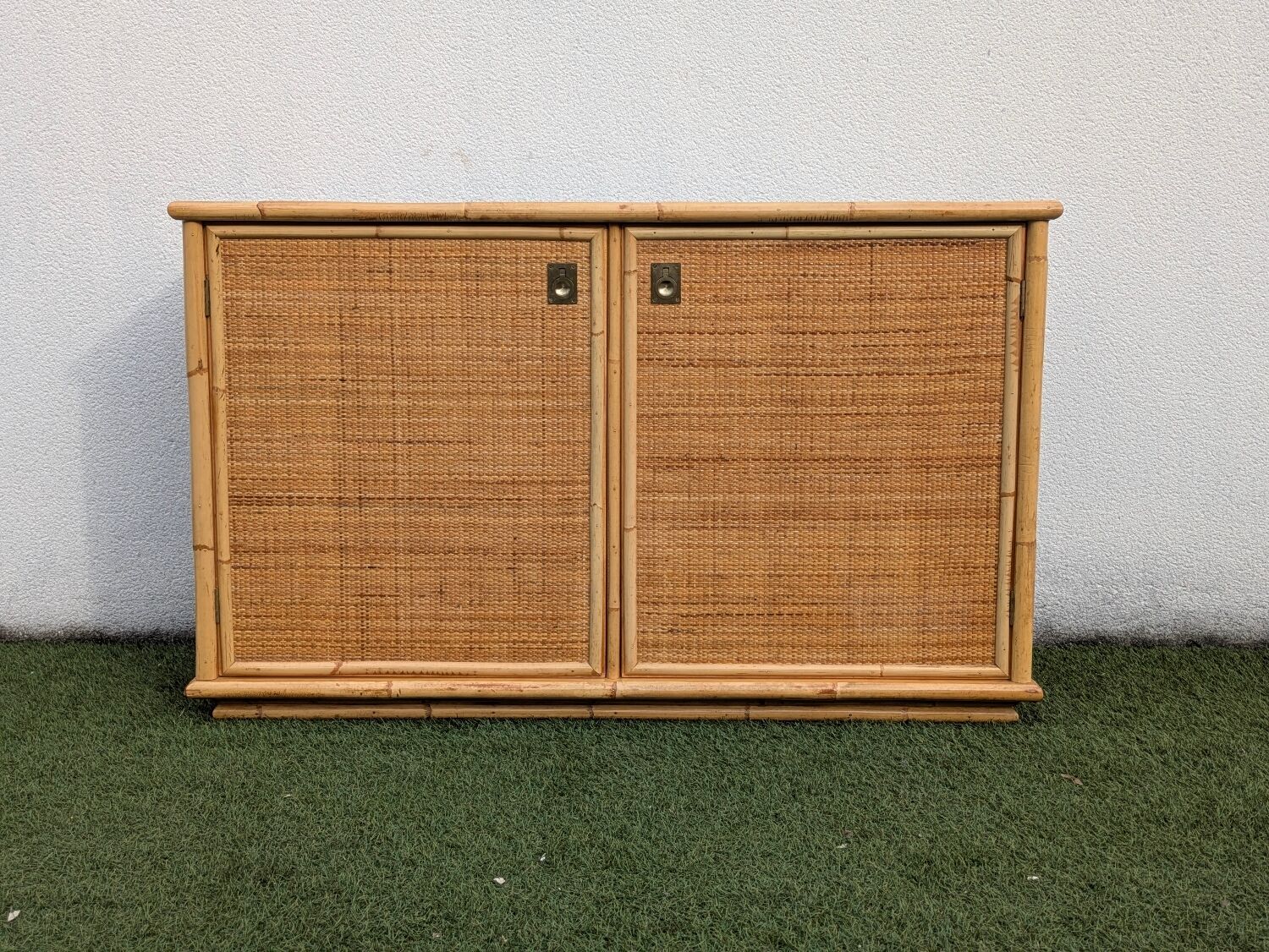 Low buffet / sideboard Dal Vera bamboo rattan vintage 1970s