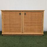 Low buffet / sideboard Dal Vera bamboo rattan vintage 1970s