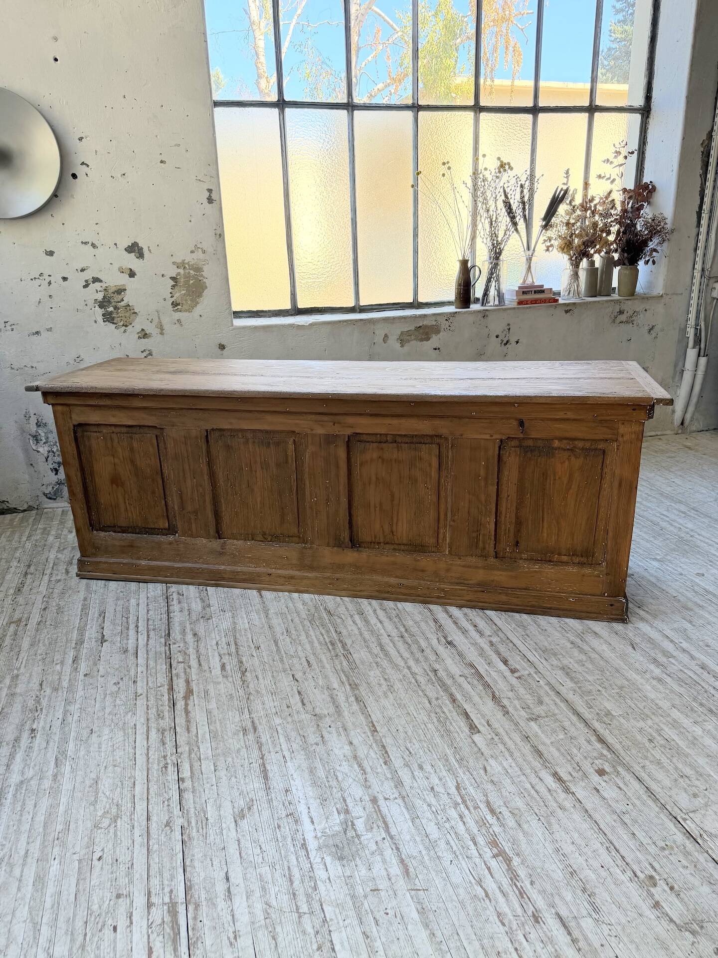 Comptoir de commerce 1950 bois pin 211cm