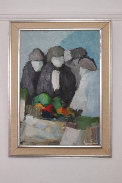 Original mid-century Swedish oil on panel – abstract by Stig Wernheden – vintage & framed – 74 × 54.5 cm (29.1" × 21.5")