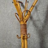Antique bamboo and rattan coat rack, artistic work from the late 19th century.